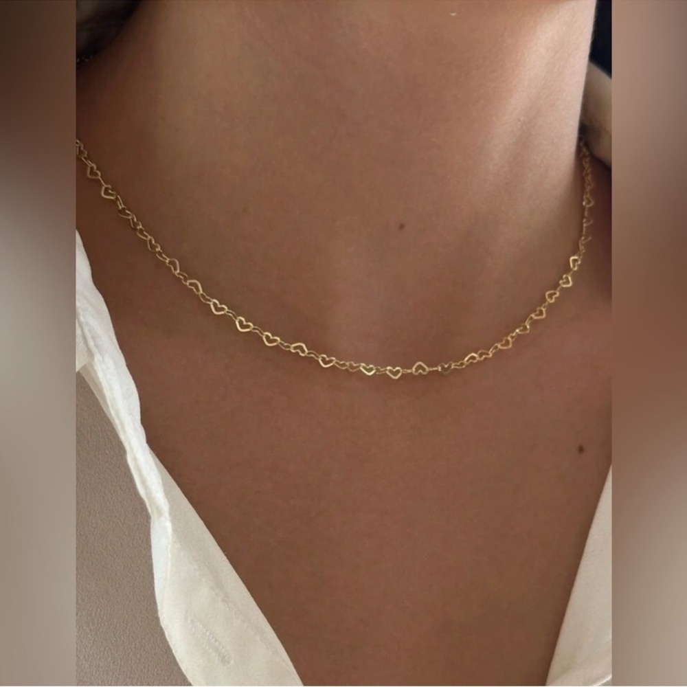 Gold Plated Stainless Steel Heart Minimalist Chain Necklace